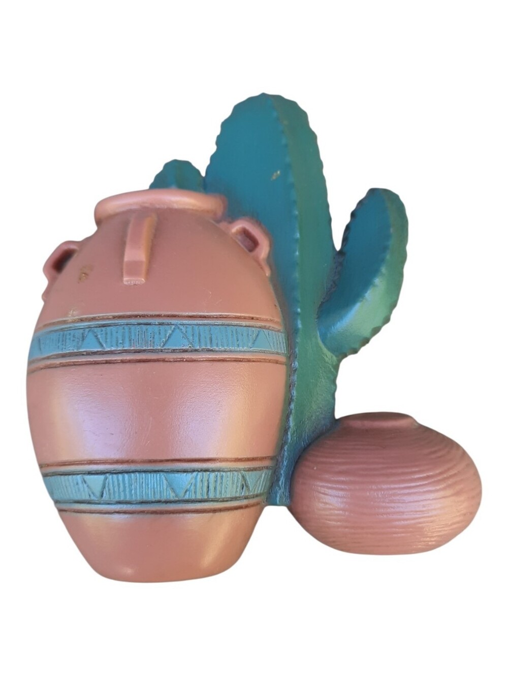 Vintage Burwood Southwestern Aztec Cactus Terra Cotta Pot Plastic Wall Hanging